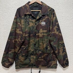 Vans Off The Wall Camo Coach Jacket Mens Medium Snap Front‎ Lightweight